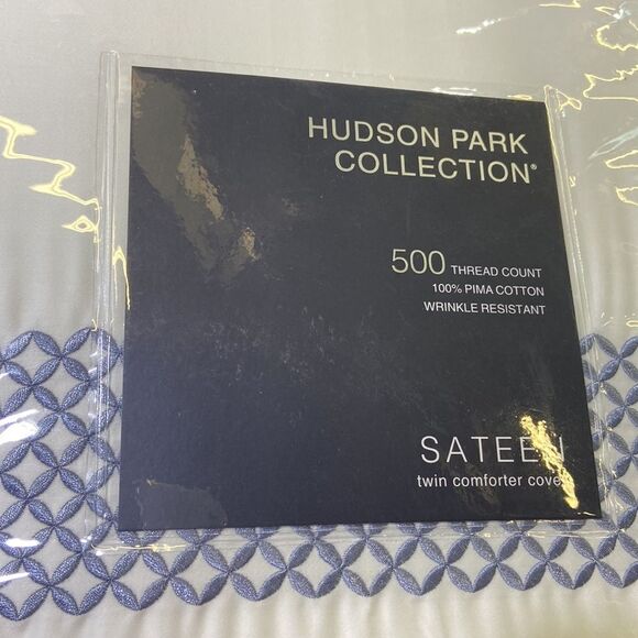 Hudson Park Collection 500TC Embroidered Geo Duvet Cover, Twin - Picture 5 of 5